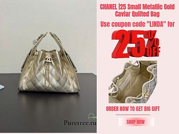 CHANEL |25 Small Metallic Gold Caviar Quilted Bag