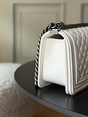 CHANEL | Boy Medium Quilted Leather Flap Bag In White - 5