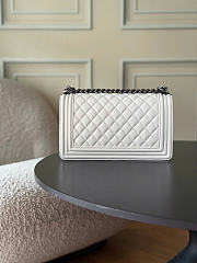 CHANEL | Boy Medium Quilted Leather Flap Bag In White - 3