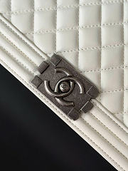 CHANEL | Boy Medium Quilted Leather Flap Bag In White - 2
