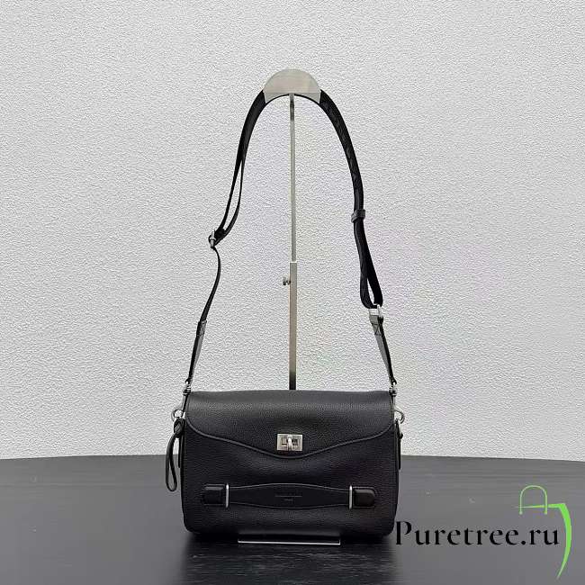 BALENCIAGA | Le 7 Cube Messenger Bag Small in black grained calfskin - 1