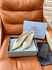 PRADA | Retro Triangle Logo Pointed-Toe Heels Off-White - 1