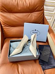 PRADA | Retro Triangle Logo Pointed-Toe Heels Off-White - 6