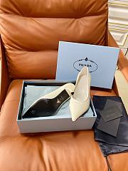 PRADA | Retro Triangle Logo Pointed-Toe Heels Off-White - 5