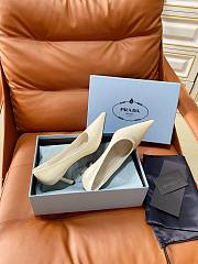 PRADA | Retro Triangle Logo Pointed-Toe Heels Off-White - 3
