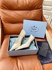 PRADA | Retro Triangle Logo Pointed-Toe Heels Off-White - 2