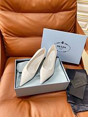 PRADA | Retro Triangle Logo Pointed-Toe Heels White - 1