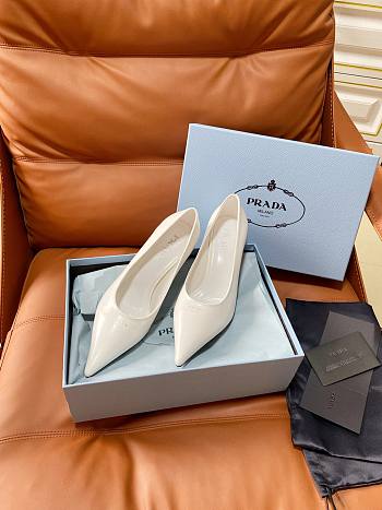 PRADA | Retro Triangle Logo Pointed-Toe Heels White