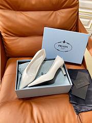 PRADA | Retro Triangle Logo Pointed-Toe Heels White - 6