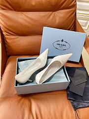 PRADA | Retro Triangle Logo Pointed-Toe Heels White - 5