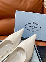 PRADA | Retro Triangle Logo Pointed-Toe Heels White - 4