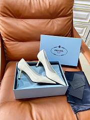PRADA | Retro Triangle Logo Pointed-Toe Heels White - 3