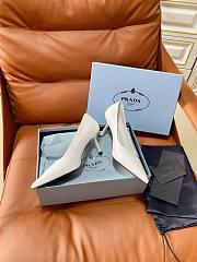 PRADA | Retro Triangle Logo Pointed-Toe Heels White - 2