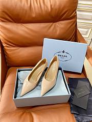 PRADA | Retro Triangle Logo Pointed-Toe Heels Beige - 1