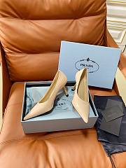 PRADA | Retro Triangle Logo Pointed-Toe Heels Beige - 6