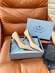 PRADA | Retro Triangle Logo Pointed-Toe Heels Beige - 4