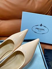 PRADA | Retro Triangle Logo Pointed-Toe Heels Beige - 5