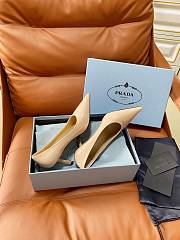 PRADA | Retro Triangle Logo Pointed-Toe Heels Beige - 3