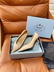 PRADA | Retro Triangle Logo Pointed-Toe Heels Beige - 2