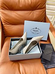 PRADA | Retro Triangle Logo Pointed-Toe Heels Ivory - 6