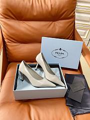 PRADA | Retro Triangle Logo Pointed-Toe Heels Ivory - 4