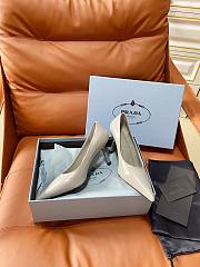 PRADA | Retro Triangle Logo Pointed-Toe Heels Ivory - 3