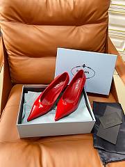 PRADA | Retro Triangle Logo Pointed-Toe Heels Red - 1