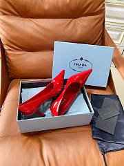 PRADA | Retro Triangle Logo Pointed-Toe Heels Red - 5
