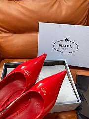 PRADA | Retro Triangle Logo Pointed-Toe Heels Red - 4