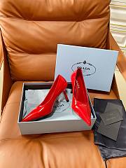 PRADA | Retro Triangle Logo Pointed-Toe Heels Red - 2
