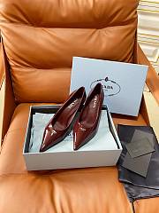PRADA | Retro Triangle Logo Pointed-Toe Heels Burgundy - 1