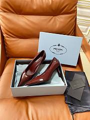 PRADA | Retro Triangle Logo Pointed-Toe Heels Burgundy - 6