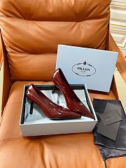 PRADA | Retro Triangle Logo Pointed-Toe Heels Burgundy - 5