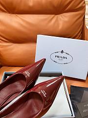 PRADA | Retro Triangle Logo Pointed-Toe Heels Burgundy - 4