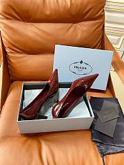 PRADA | Retro Triangle Logo Pointed-Toe Heels Burgundy - 3