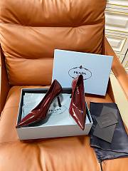 PRADA | Retro Triangle Logo Pointed-Toe Heels Burgundy - 2