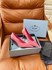 PRADA | Retro Triangle Logo Pointed-Toe Heels Pink - 5
