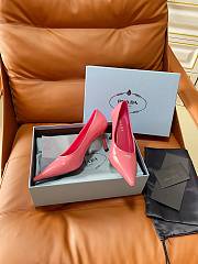 PRADA | Retro Triangle Logo Pointed-Toe Heels Pink - 4