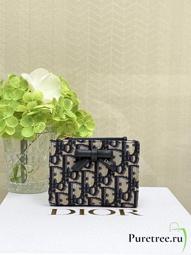 DIOR | Promenade Dahlia Wallet Blue Oblique Jacquard - 1