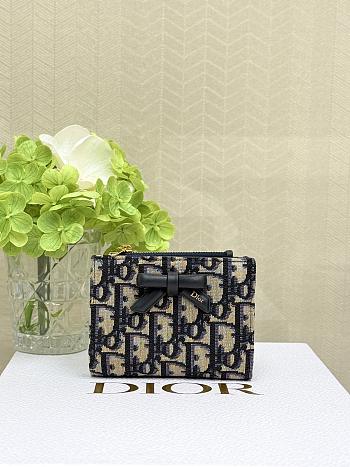 DIOR | Promenade Dahlia Wallet Blue Oblique Jacquard