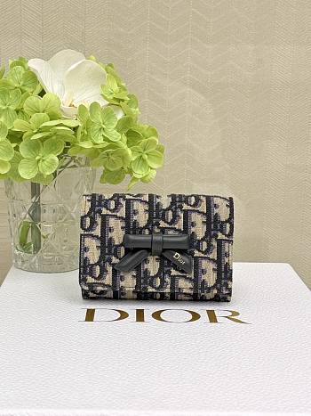 DIOR | Promenade Glycine Wallet Blue Oblique Jacquard