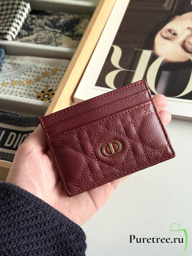 DIOR | Freesia Caro Card Holder In Burgundy - 1