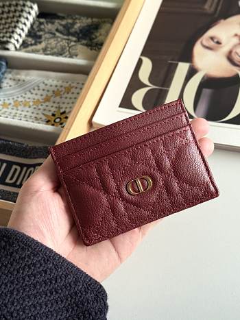 DIOR | Freesia Caro Card Holder In Burgundy