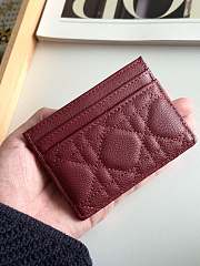 DIOR | Freesia Caro Card Holder In Burgundy - 6
