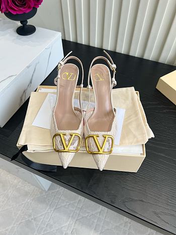 VALENTINO | Woven Leather VLOGO Slingback Sandals In White
