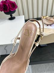 VALENTINO | Woven Leather VLOGO Slingback Sandals In White - 2