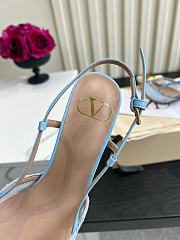 VALENTINO | Woven Leather VLOGO Slingback Sandals In Blue - 2