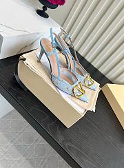 VALENTINO | Woven Leather VLOGO Slingback Sandals In Blue - 3