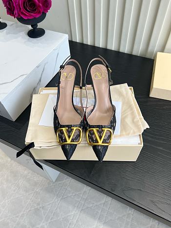 VALENTINO | Woven Leather VLOGO Slingback Sandals In Black