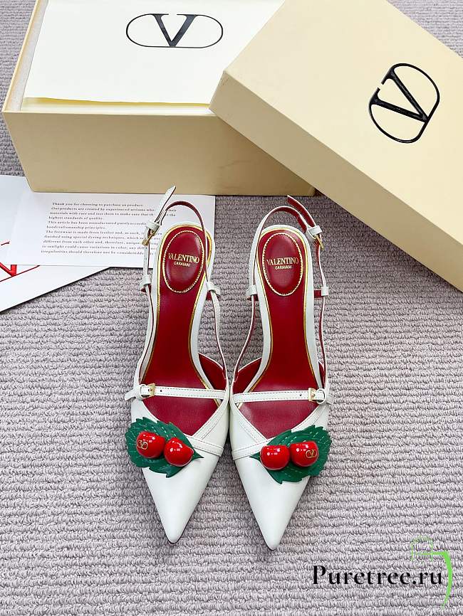 VALENTINO | 80mm Garavani Cherryfic Slingback In White - 1